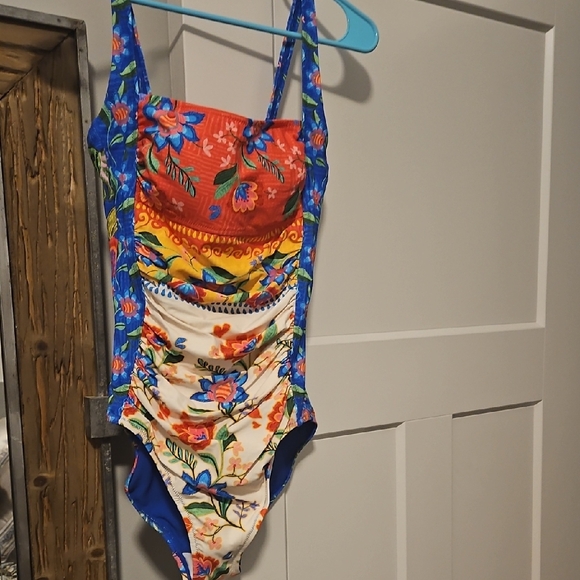 Johnny Was Other - Johnny Was Multicolor Floral One-Piece Swimsuit - Blue, Red, Yellow, Cream